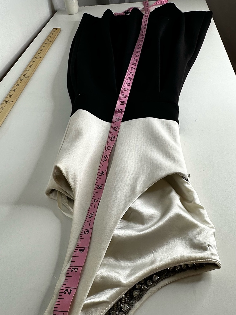 White House Black Market Sleeveless Black & Off-White Beaded Neckline Dress 12 - Picture 13 of 16
